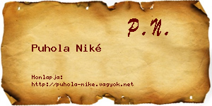 Puhola Niké névjegykártya